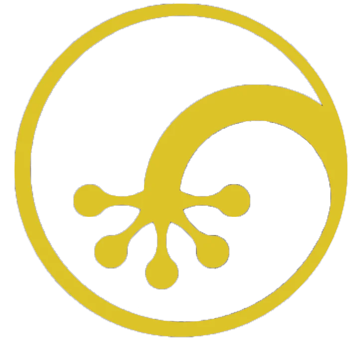circular logo of gecko hand